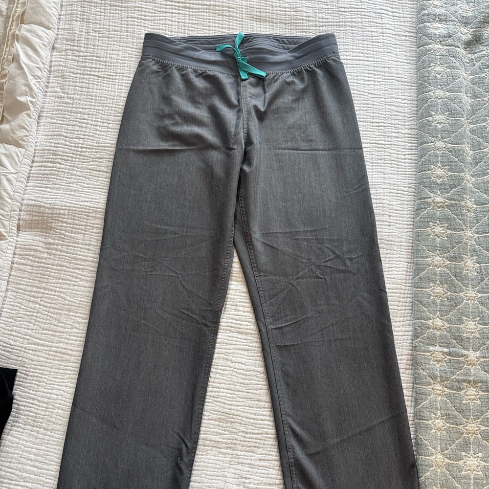Figs Women's Gray Joggers with Teal Drawstring